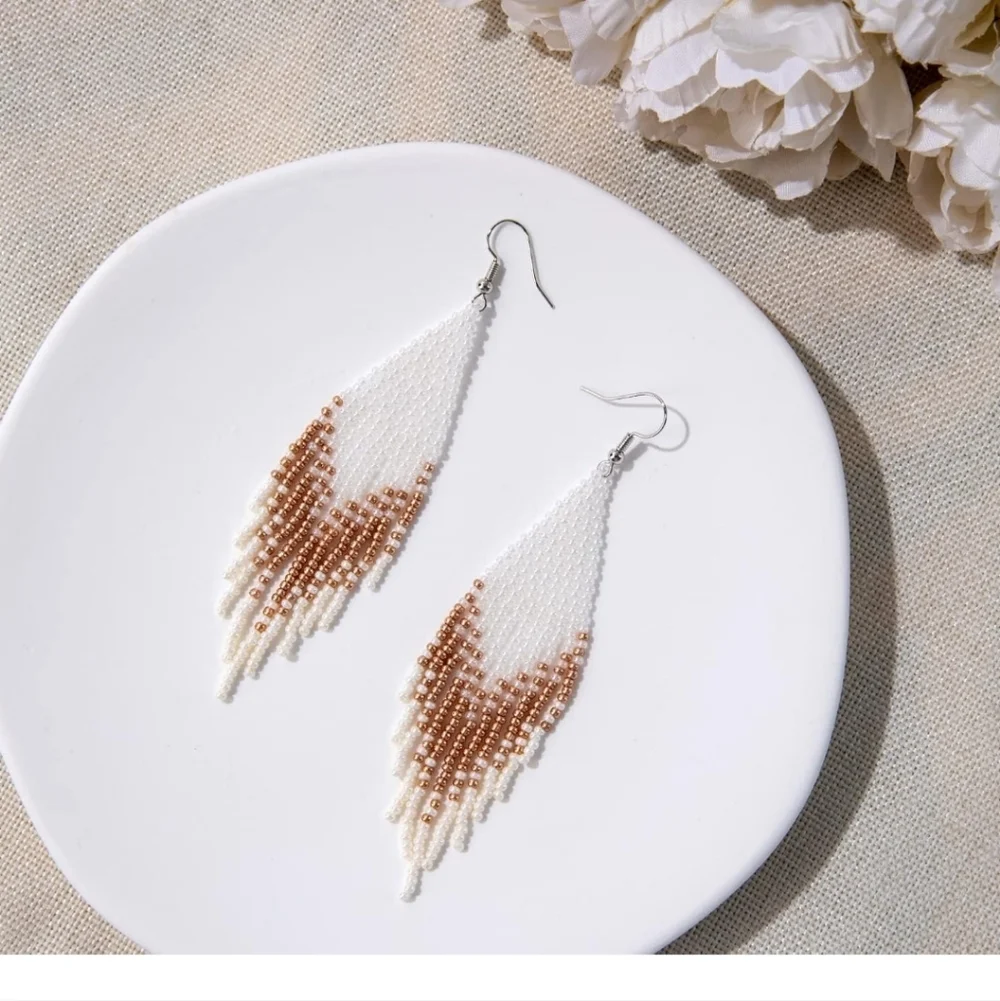 Elegant Silver and Gold Beaded Earrings